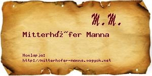 Mitterhöfer Manna névjegykártya